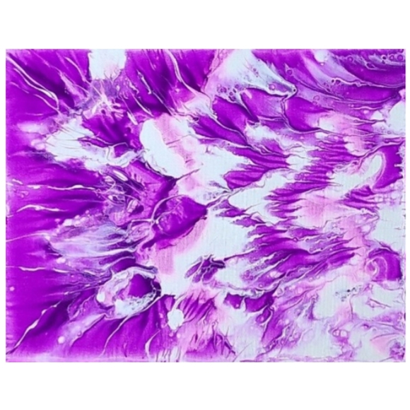 Hand Crafted Purple and White Abstract Design 11x14 Inches Canvas Painting - Picture 2 of 5